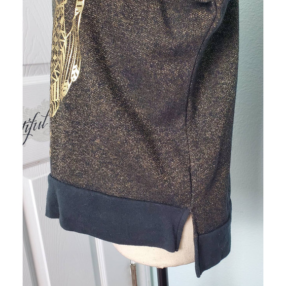 L.O.L. Vintage Metallic Gold Owl Sweatshirt Size M animal print - Picture 4 of 6